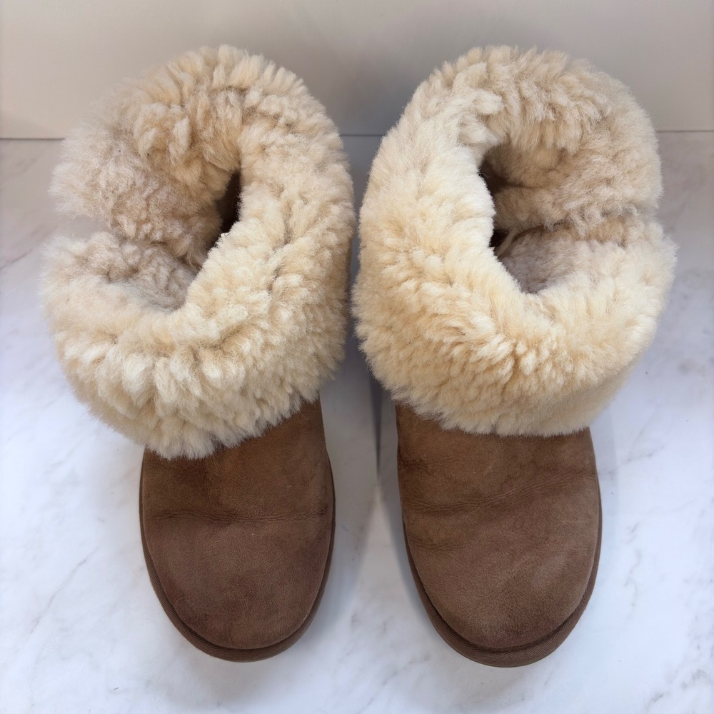 UGG Button Boots Women's 10 Chestnut - Shearling Cabin Core Cozy - Picture 2 of 9